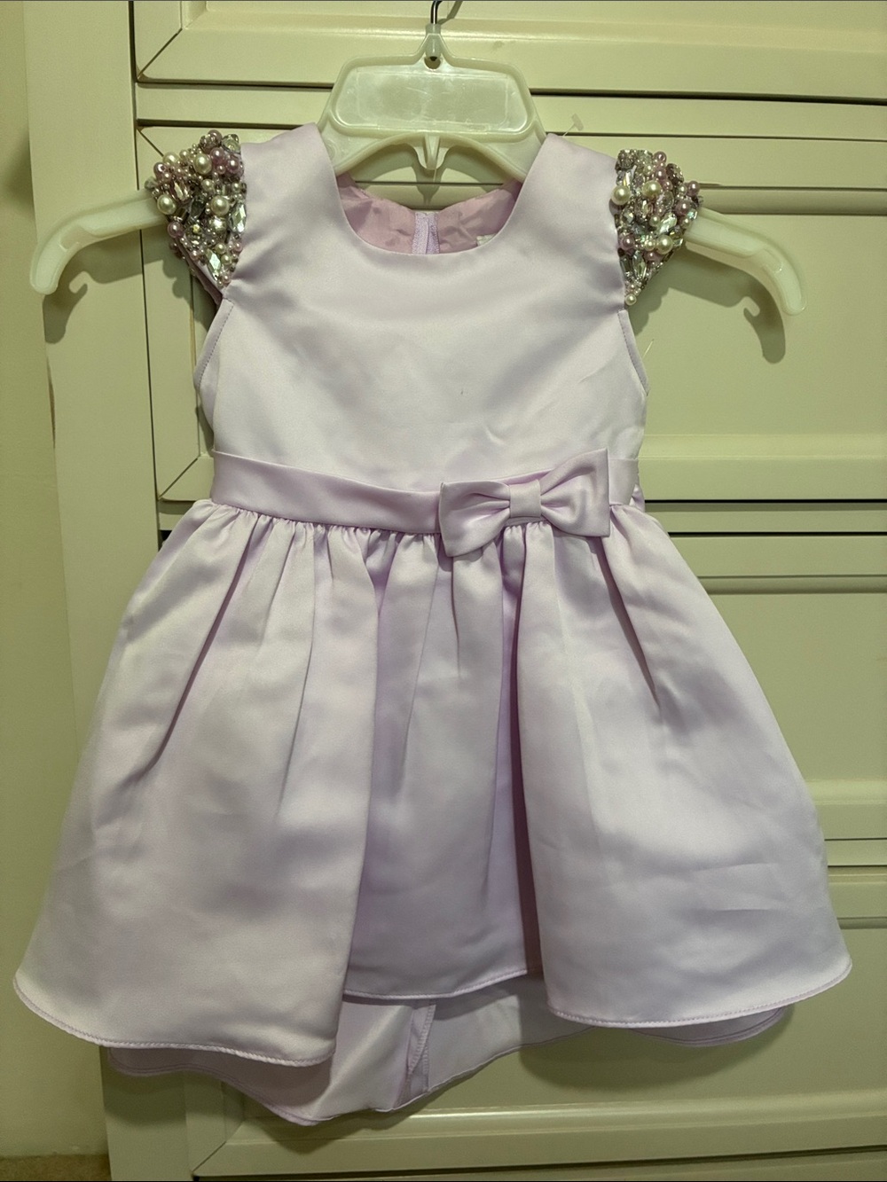 Rare Editions Lilac Pearl-Embellished Satin Dress Size 2T/2